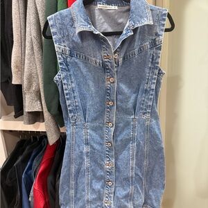 Denim Sleeveless Button-Up Dress